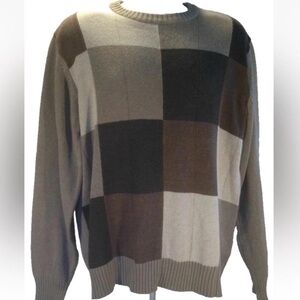 Oscar de la Renta Men's Checkered Crewneck Sweater - Black, Gray, Brown